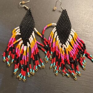 Colorful Beaded Fringe Earrings